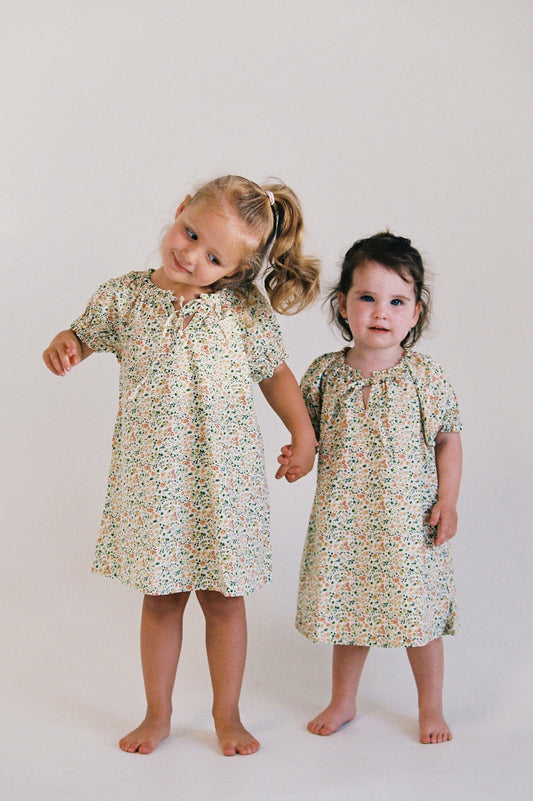 Girls Molly Lounge Dress - Cotton - Floret Green