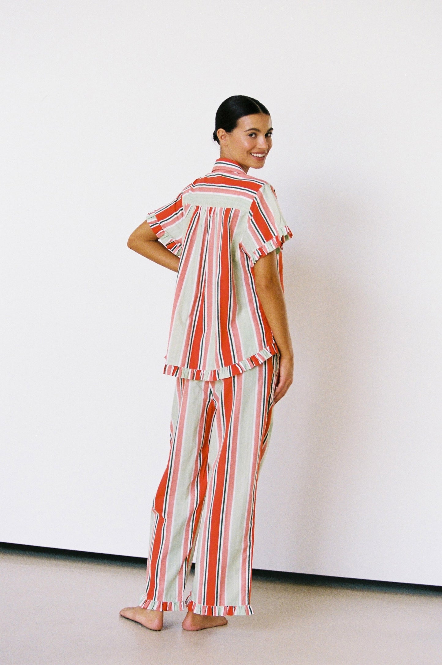 Felicity Frill Set - Pants - Cotton Modal - Holiday Stripe