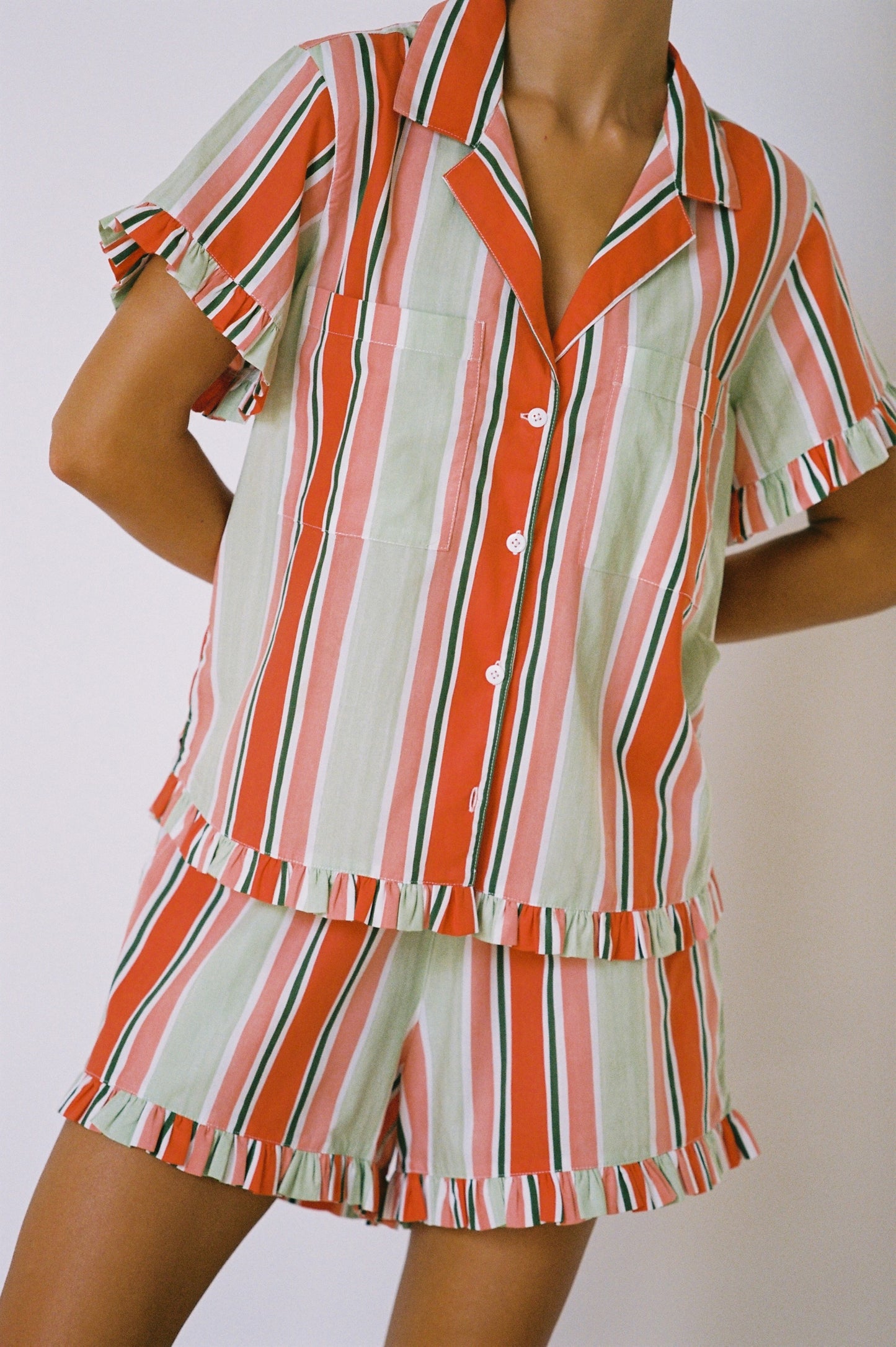 Felicity Frill Set - Cotton Modal - Holiday Stripe