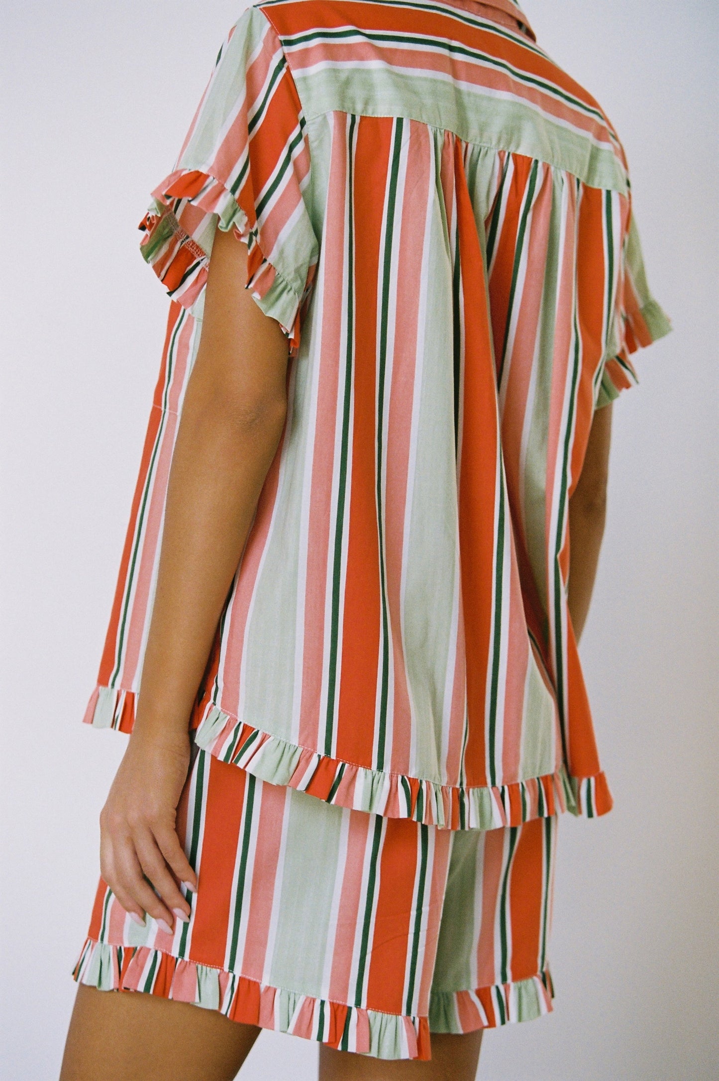 Felicity Frill Set - Cotton Modal - Holiday Stripe