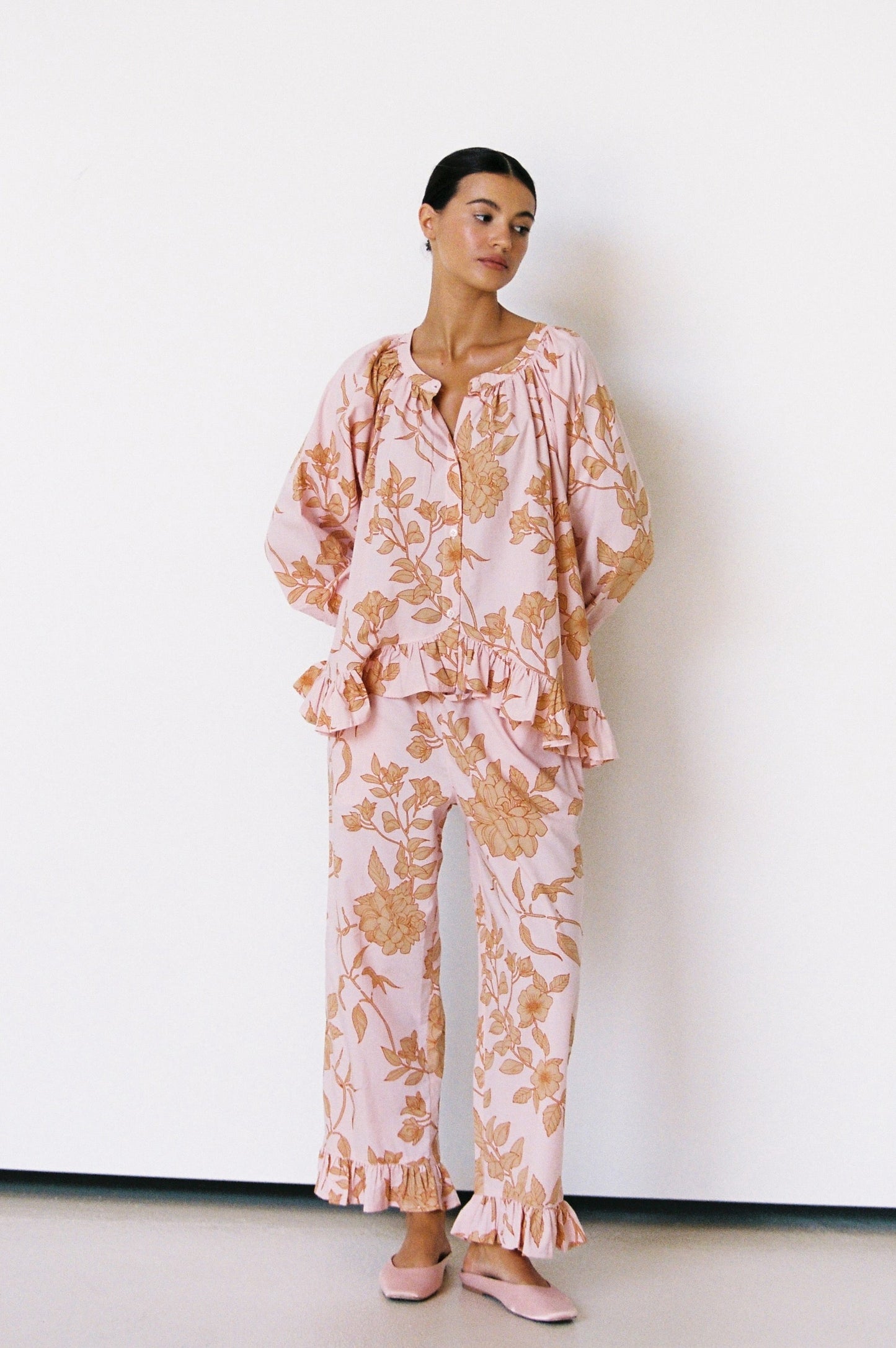 Sophie Sleep Set - Long - Cotton Modal - Romantic Floral Peach