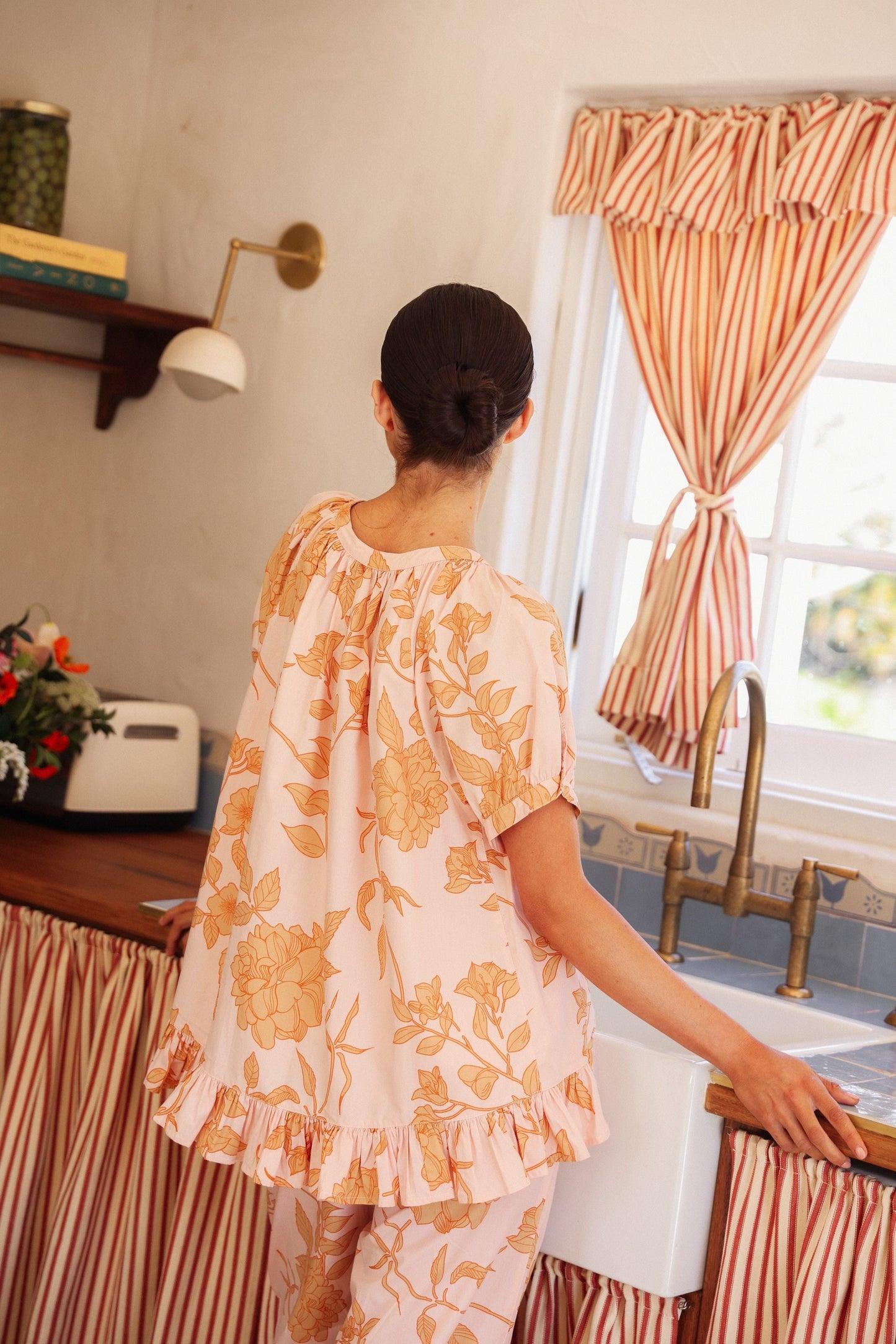 Sophie Sleep Set - Pants - Cotton Modal - Romantic Floral Peach