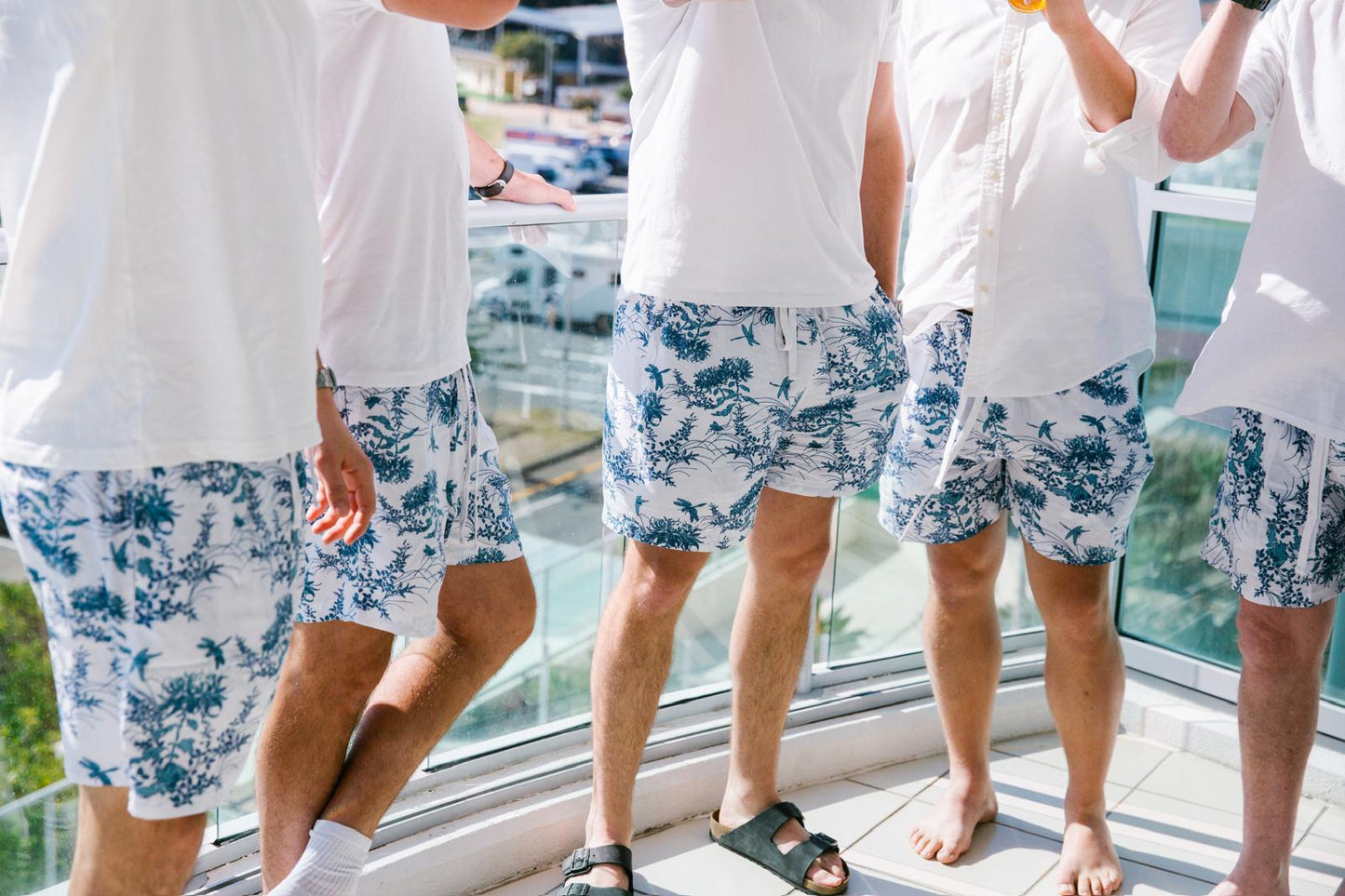 Mens Boxer Shorts - Summer Toile - Aegean Blue