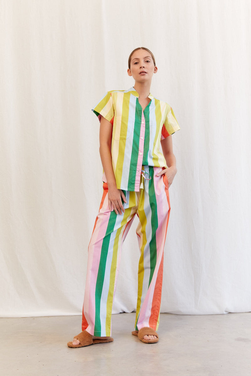 Maggie Pyjama Set - Long Pants - Cotton - Christmas Stripe – Piyama