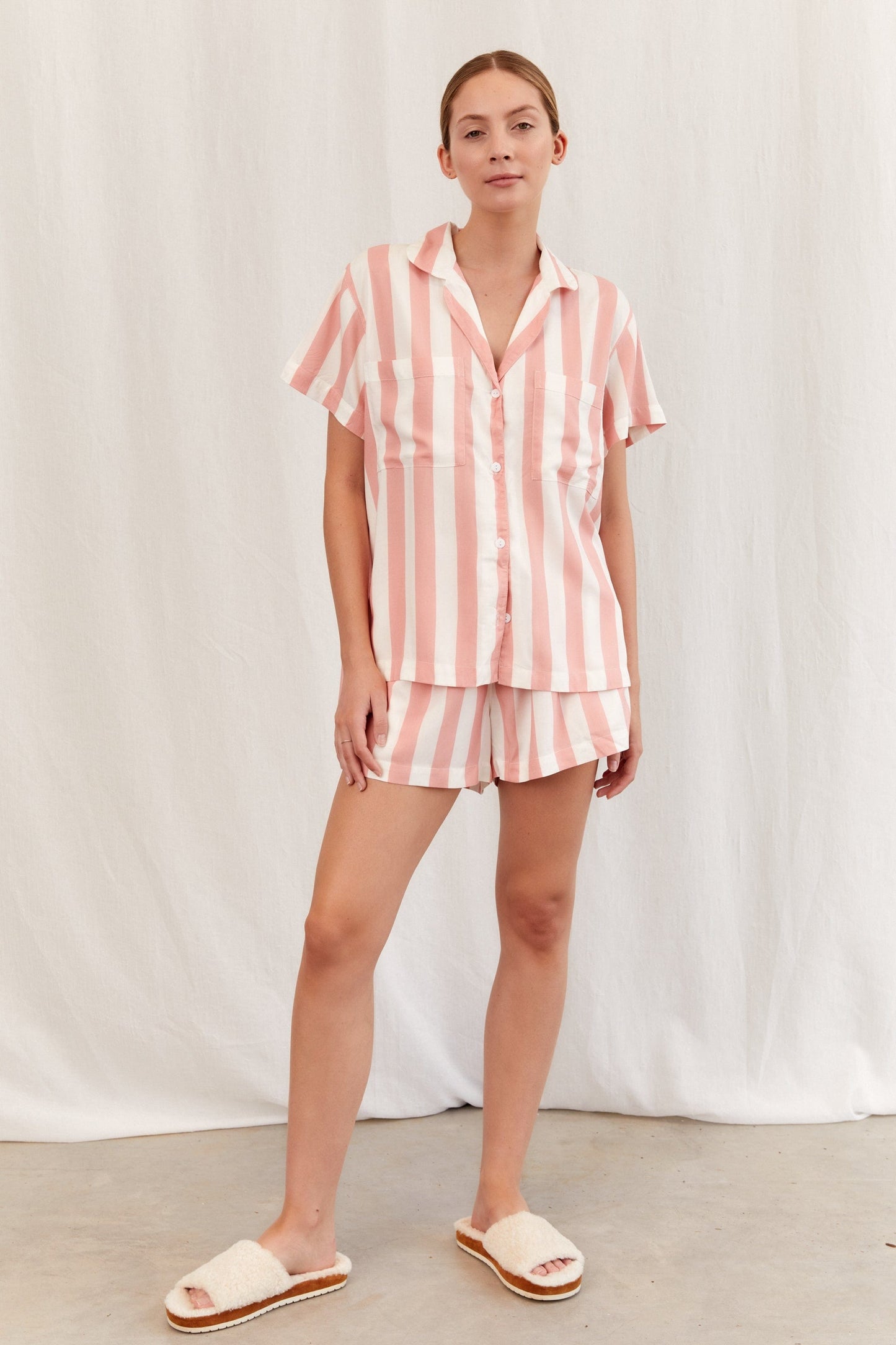 Abigail Sleep Set - Stripe - Peachy Pink