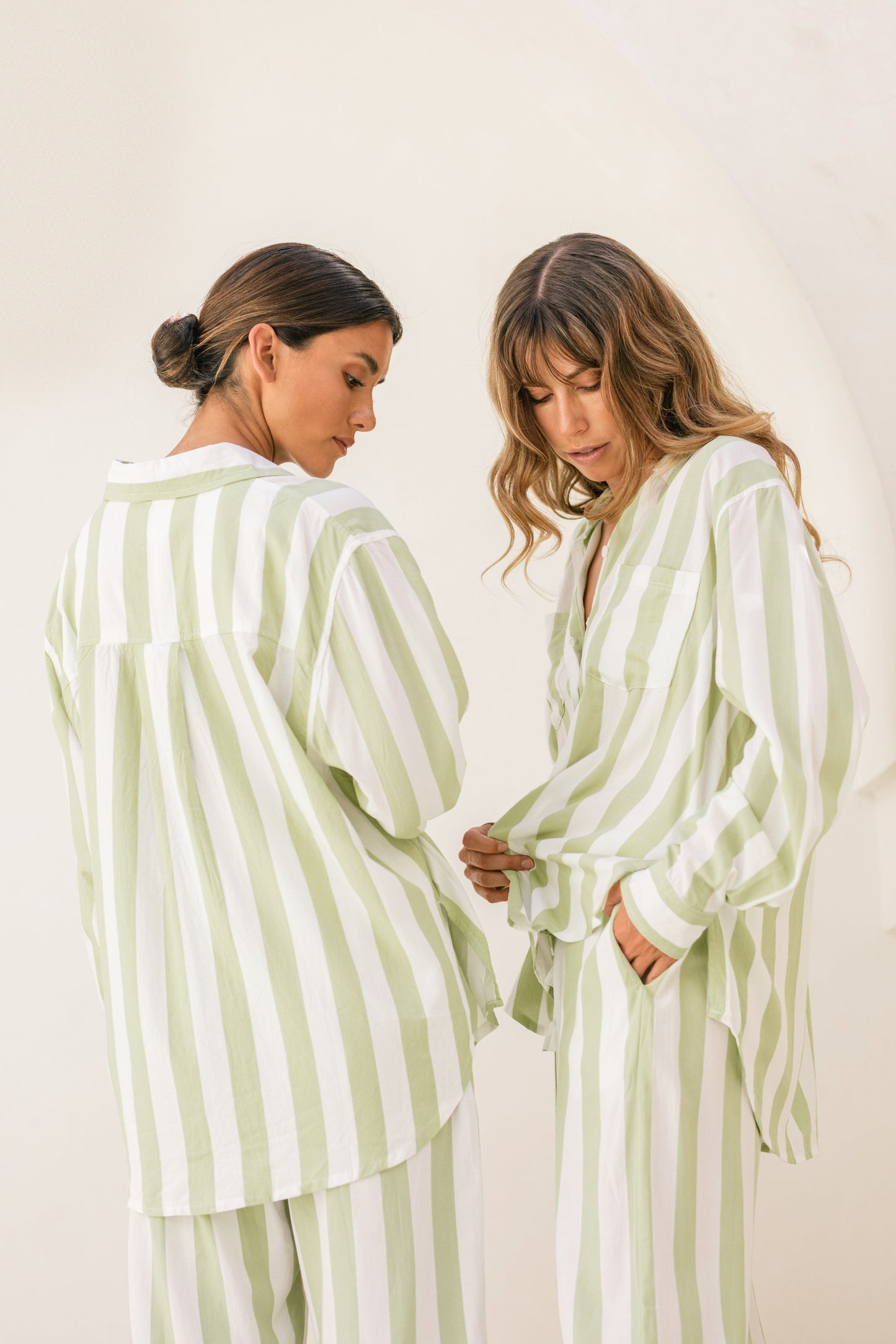 Marlon Long Sleep Set - Stripe - Margarita Green