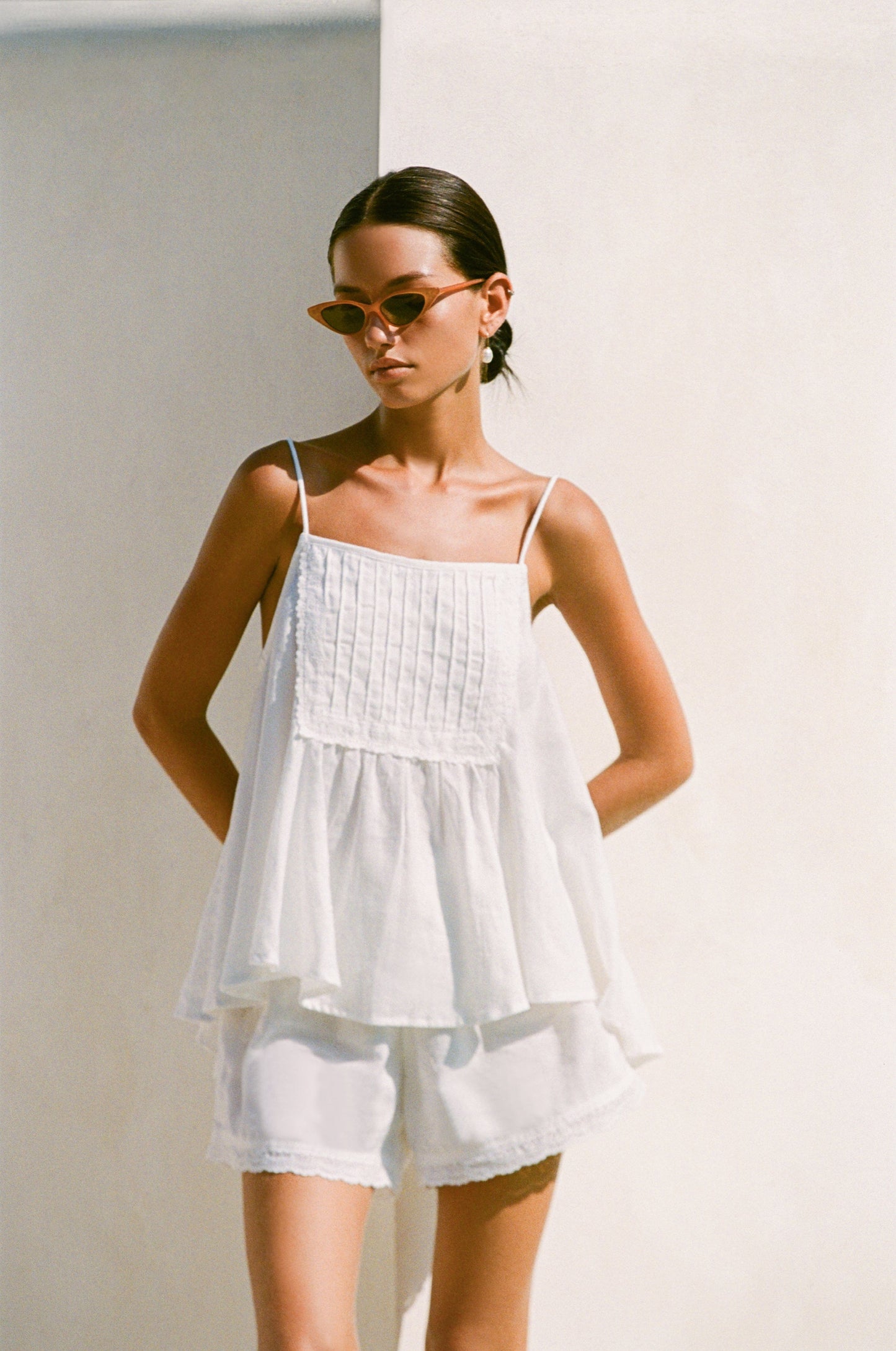 Lydia Sleep Set - Lyocell Linen - Coconut + Daisy Trim