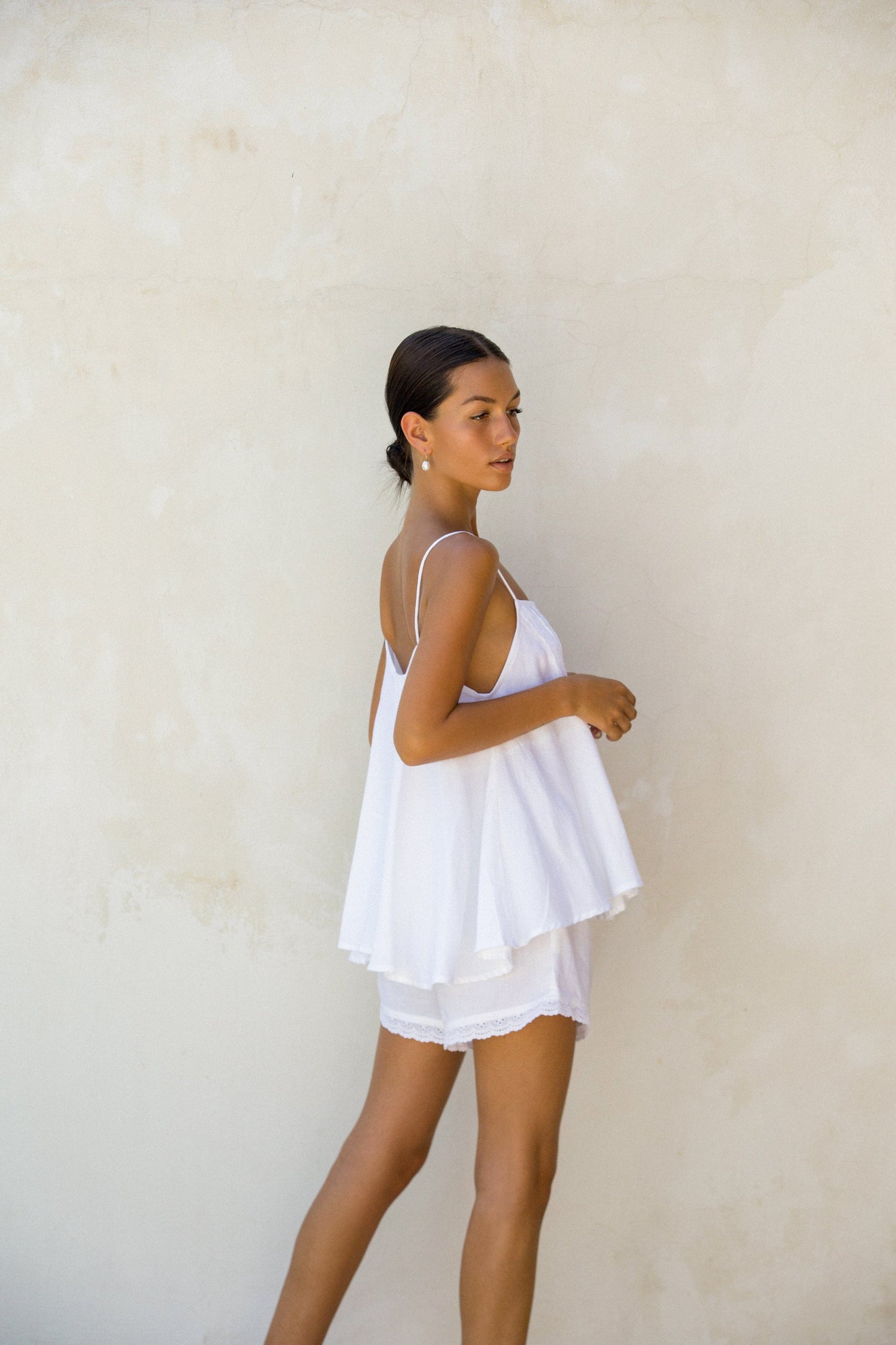 Lydia Sleep Set - Lyocell Linen - Coconut + Daisy Trim